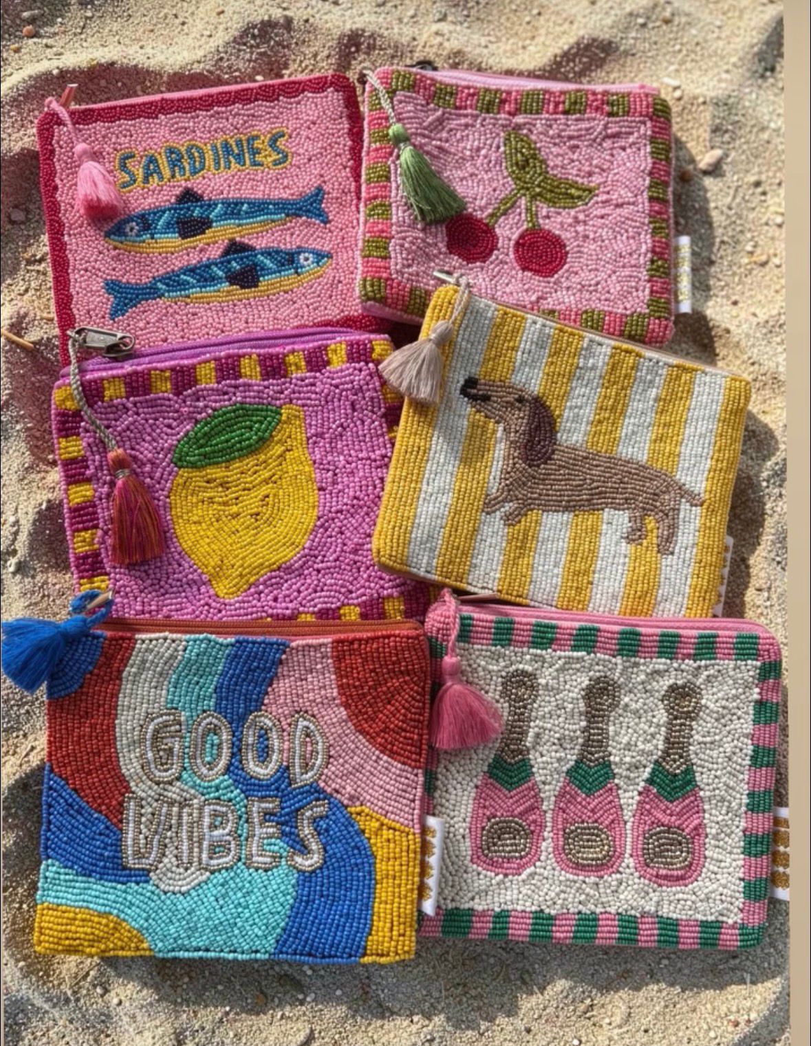 Pochette in Cotone con Perline – 12x14 cm